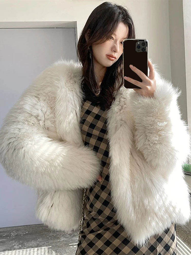 

Winter Shaggy Hairy Thick Warm Soft Faux Fur Jacket Women With Hooded Long Sleeve Loose Casual Designer Clothes Fluffy Coat