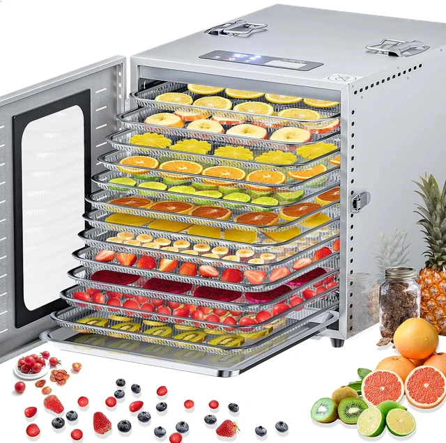 5-Tray Black Food Dehydrator Machine for Fruits, Vegetables with Adjustable  Temperature Control and Recipe Book