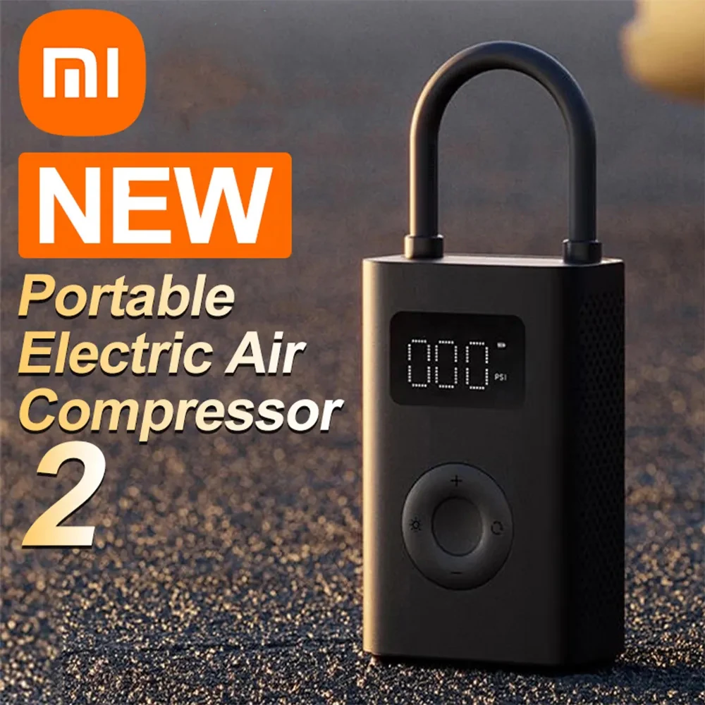 

Воздушный компрессор Xiaomi Mijia 2, портативный универсальный Электрический насос с 2 датчиками шин, подходит для автомобиля и велосипеда
