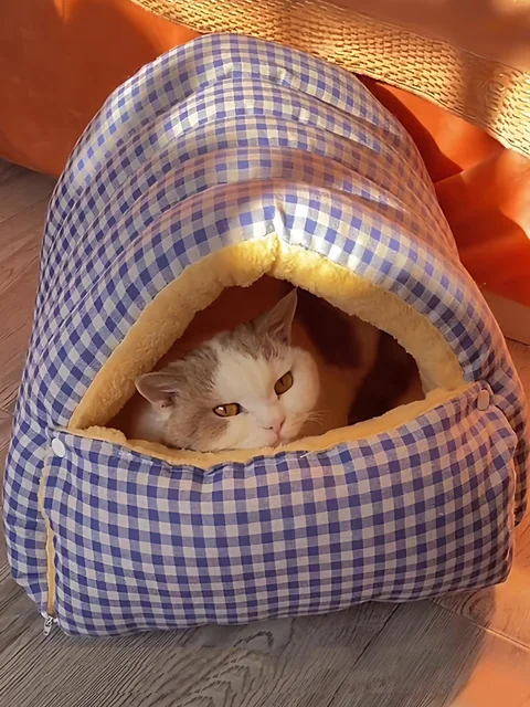 Thiened Plu  House Winter Warmth Closed Sle Se Feeling  Bed Detachable Waable Pet Nest  S Bag 4