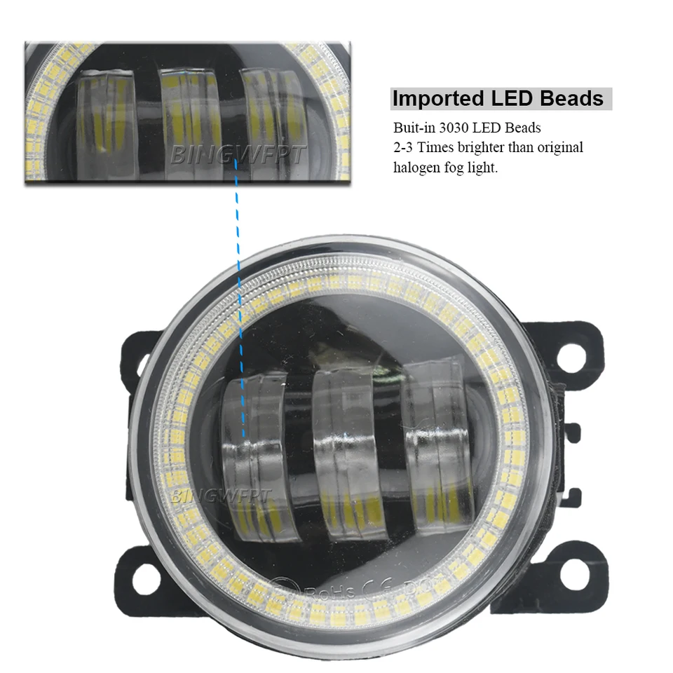 Halo Angel Eye LED Fog Lamp Kit For 2013-2016 Ford Fusion – Clear, CREE, Lifetime Warranty