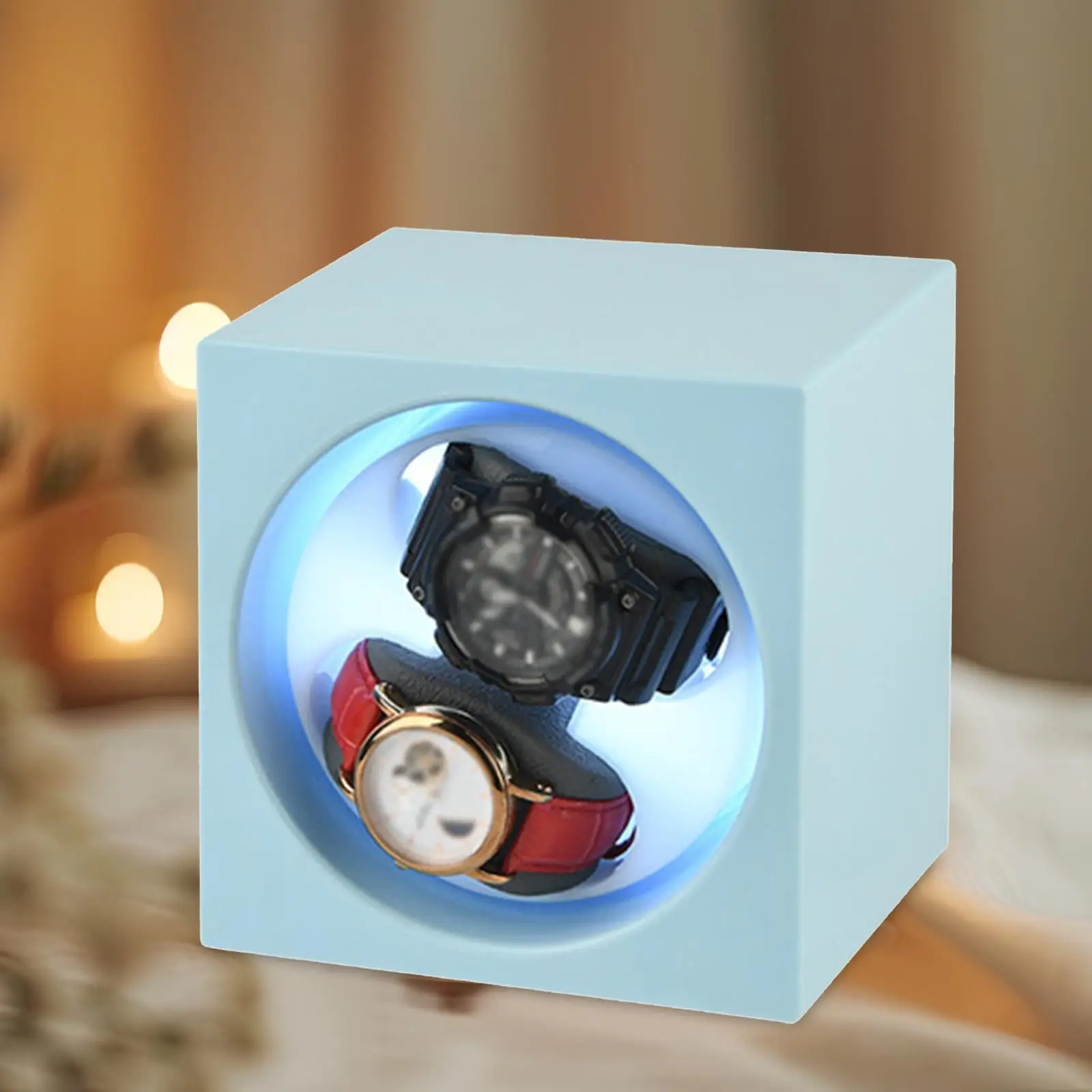 Electric Automatic Dual Watch Winder Battery Operated or USB with Light