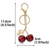 Porte-clés cerise élégant pour dames, fermoir mousqueton en alliage robuste et Durable, pendentif de sac polyvalent et élégant 4
