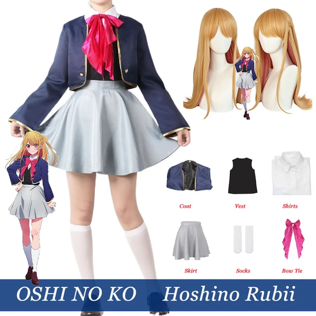 Compra online de Oshi no ko anime cosplay traje rubii rubi hoshino uniforme  escolar vestido topos saia irmã festa presente traje de halloween peruca