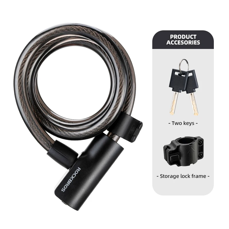 ROCKBROS Bicycle Lock Portable Anti-theft Bike Cable Lock with Keys thumbnail 1