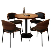 Retro Bar Table and Chair Combination Western Restaurant Solid Wood Dining Small Restaurant Commercial Table and Chair 5