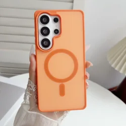 Elegant Matte Magnetic Shockproof Phone Case - Fashion Skin Feel, Rugged and Durable Cover - Galaxy S23+ (Orange)