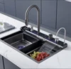 Waterfall Kitchen Sinks Combo 304 Stainless Steel Nano Sink With Multifunctional Fahrenheit Digital Display Pull-Out Faucet 3