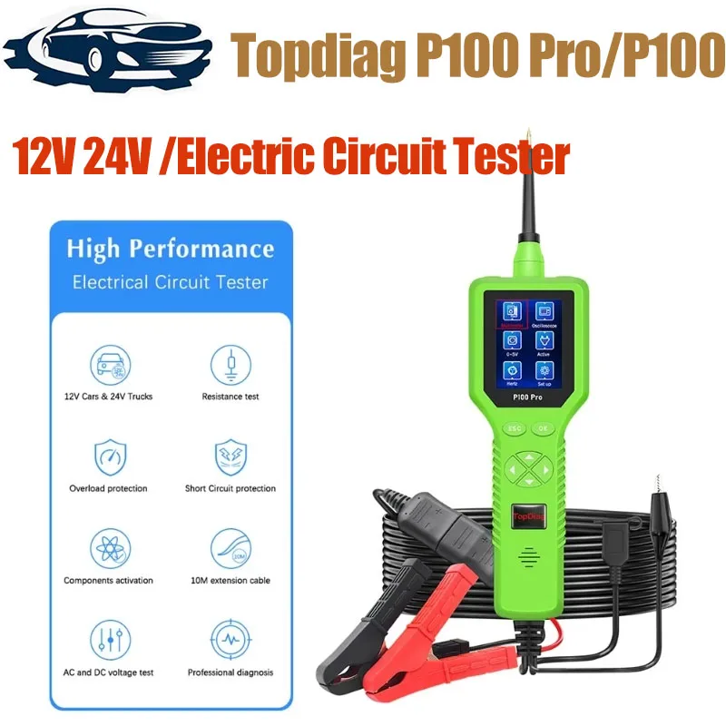 

Topdiag P100 Pro Power Scan Car Electric Circuit Tester Probe Car Diagnosis 12V 24V Battery Tester Automotive Diagnostic Tool