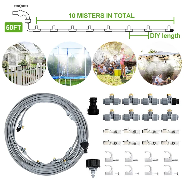 15 Méteres Kültéri Hűtővíz Ködpermetező Rendszer Kerti Porlasztó Utáni Diy Köd Otthoni Üvegház Öntözés