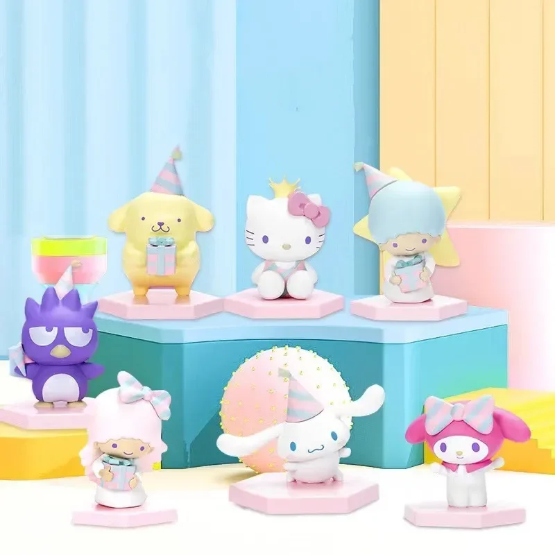 산리오 블라인드 박스, 헬로 키티, 마이 멜로디, 쿠로미, 시나모롤 애니메이션 피규어 장난감, 기념일 버전 팬, 어린이 크리스마스 선물