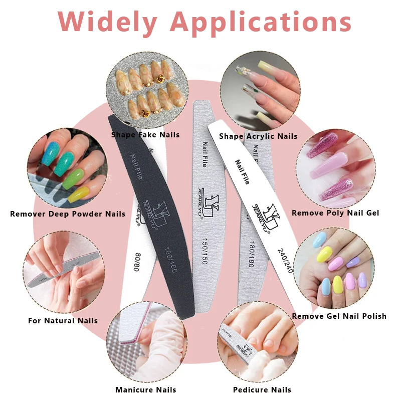 Vibrant 5-Piece Nail File Set - Professional Multi-Grit Manicure Tools