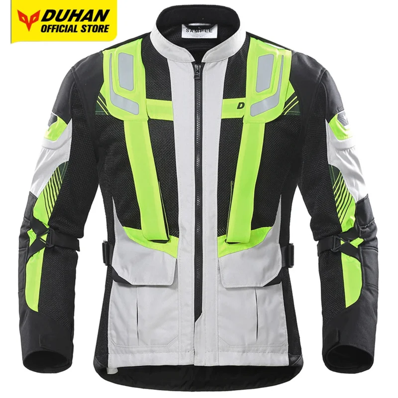 

DUHAN Motorcycle Jacket Breathable Mesh Fabric Motorbike Jacket Reflective Strip Moto Riding Protective Clothing Wear Resistant