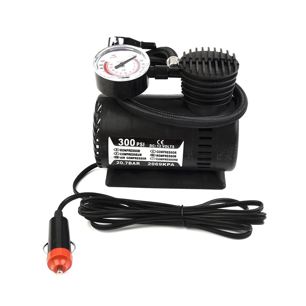 Portable 300PSI 12V Auto Car Mini Air Pump Auto Compressor Electric Tire  Inflator Pump Bicycle Tyre Inflation Tips Rubber Hose - AliExpress
