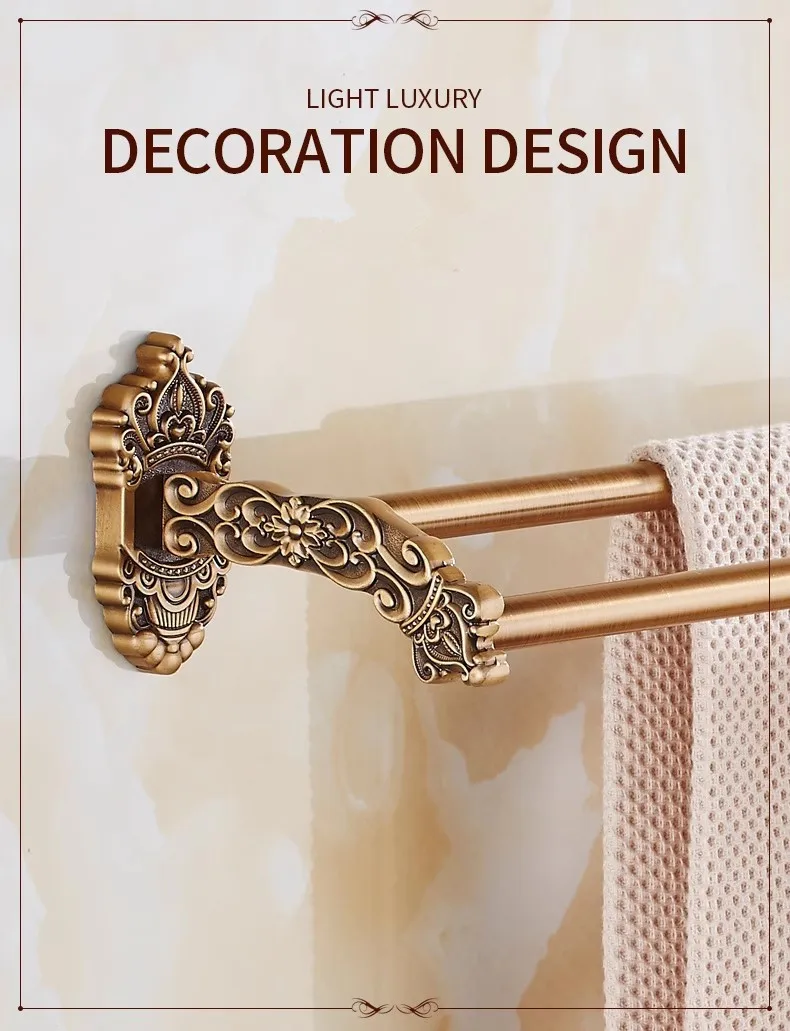 Antique Bronze Carved Bathroom Accessories Aluminum Bath Hardware Bathroom Shelf Towel Rack Paper holder Toilet Brush Holder