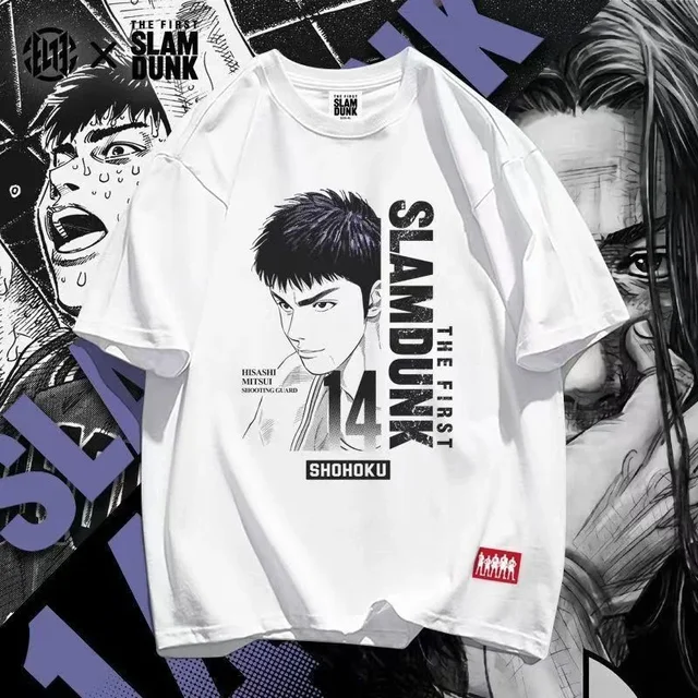 Slam Dunk Basketball T-shirt 2023 Anime Movie Theme Pure Cotton Short Sleeves Unisex Group Neck Design Sports Clothing