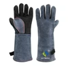 HITBOX 16inch Welding Gloves 1.3mm Thick Cowhide Leather Heat Resistant BBQ Welder Work Gloves For Kitchen Grill Heat Insulation 1