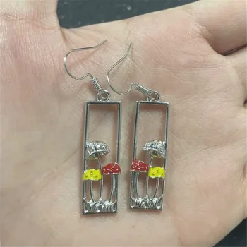 Charm Female Mushroom Drop Earrings Cute Trendy Bridal Silver Color Dangle Wedding Jewelry For Women