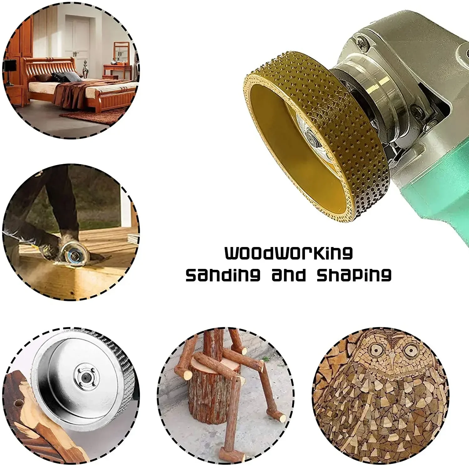 Round Wood Angle Grinding & Polishing Wheel - Tungsten Carbide Abrasive Rotary Disc