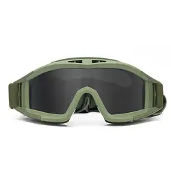 Enhanced Tactical Goggles with Multi - Lens Wind and Dust Protection (Green 1 Lens)