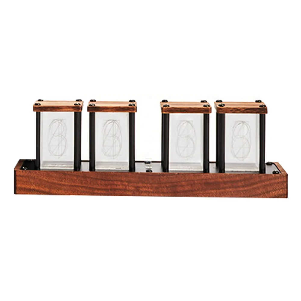 Table RGB Glow Tube Clock Walnut Wood Base LED Electronic Digital Alarm Clocks Timer 12 24 Hours Time System 8 Display Modes |