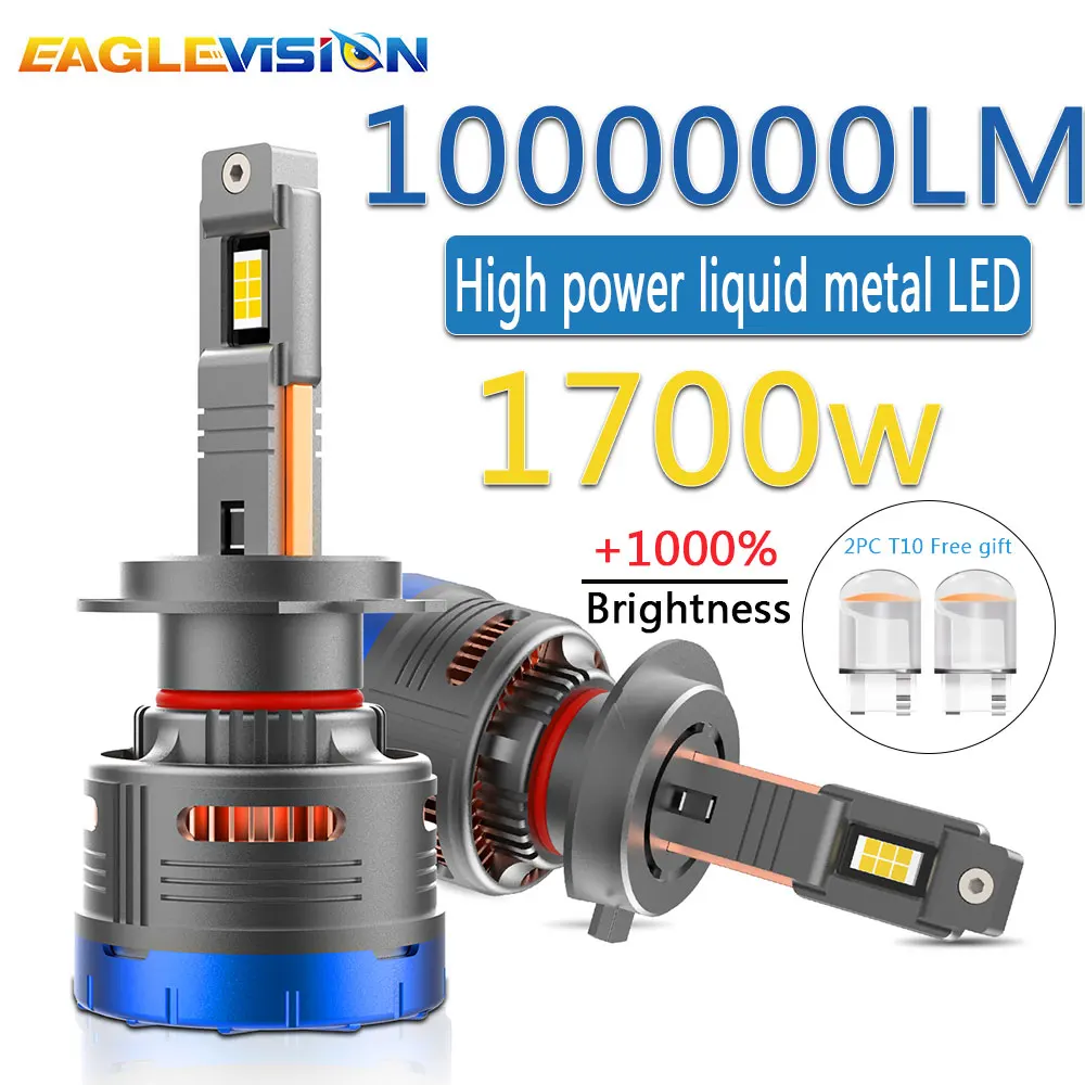 EAGLEVISION мощные лампы для передних фар для автомобилей 1700W 6500k супер светодиодный H7 Canbus 9005 9006 9012 H1 H4 H7 H11 12V 24V