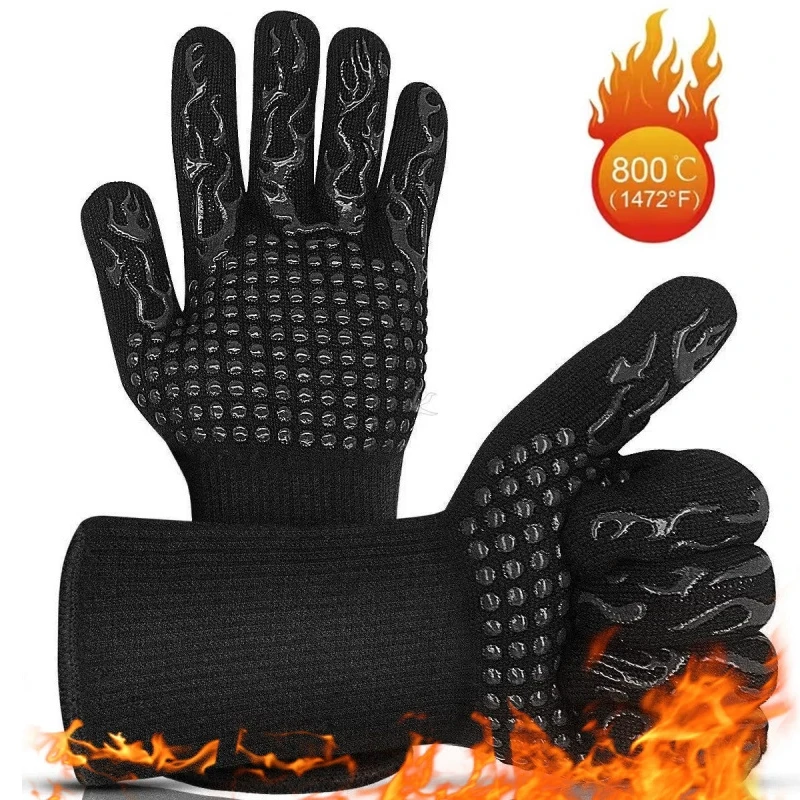Heat Resistant BBQ Gloves Oven Baking Gloves Non-Slip Insulation Microwave For Kitchen Grill Camping and Cookware