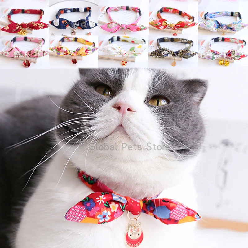 

Ошейник для кошек, аксессуары для маленьких домашних животных в японском стиле, регулируемый галстук-бабочка для котенка, щенка, кролика, котенка, реквизит для фотографий, украшение, товары для кошек