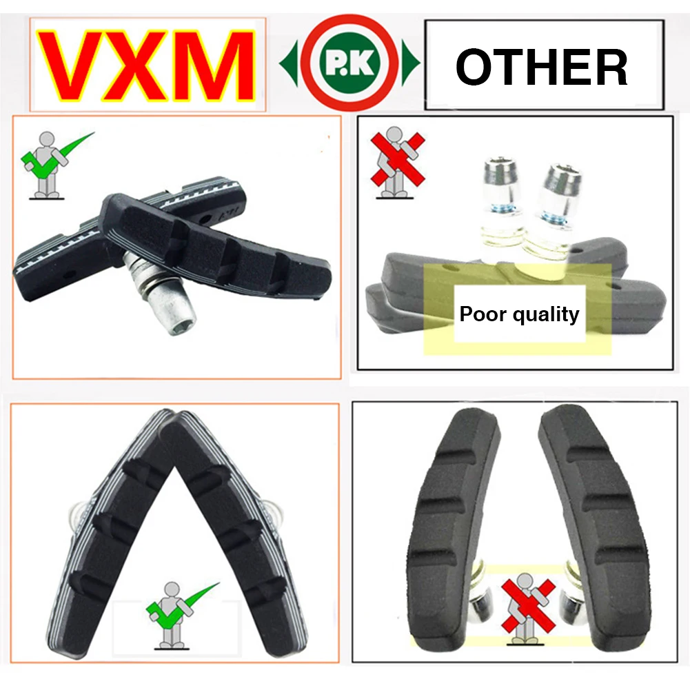2pcs VXM V-브레이크 패드 MTB 자전거 브레이크 홀더 슈즈 블록 사이클링 액세서리 MTB 유압 디스크 브레이크 세트 클램프