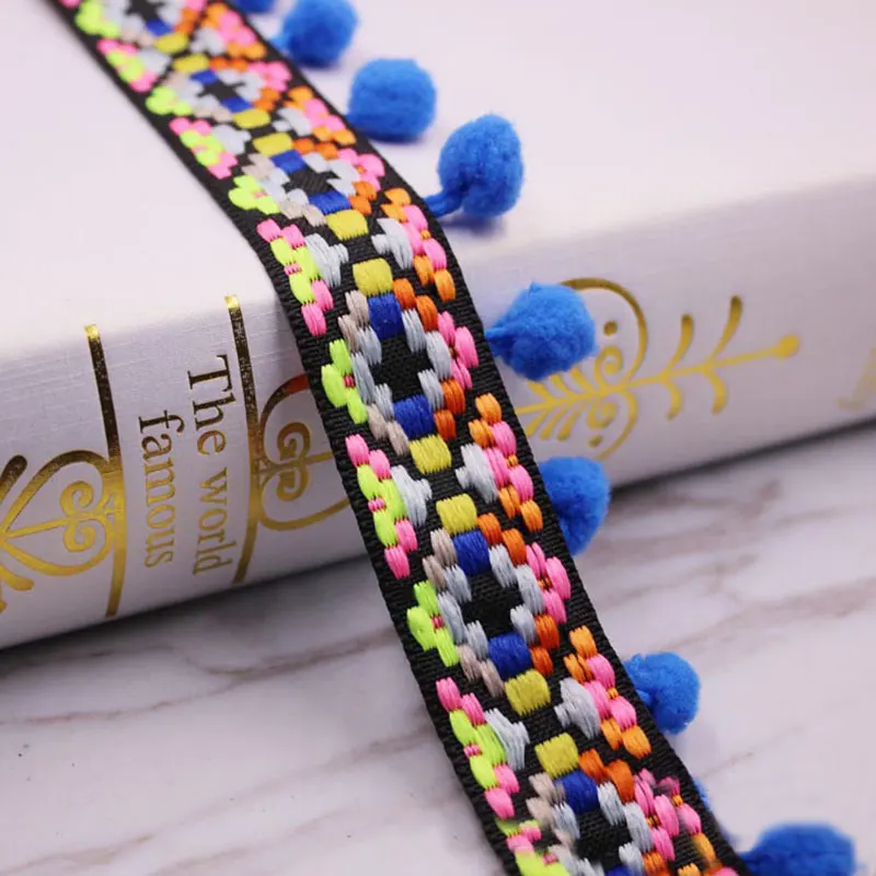 1yards/lot Pompom Fringe trim fabric tassels Fringe lace trimmings with Pompom for curtains decoration DIY Sewing Accessories tassel fringe tassel decoration tassel accessories tassel trim pom pom ribbon