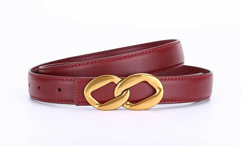 Modischer burgunderroter Damengürtel aus echtem Leder, Rindsleder-Trend, All-Match-Taillengürtel für Damen – Detail 5