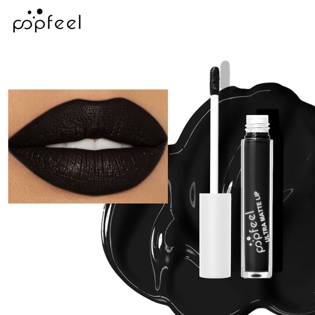 POPFEEL Hallowmas Lip Makeup Kit Black Lip Stick Black Lip Gloss Matte Lip Stick Long Lasting 1