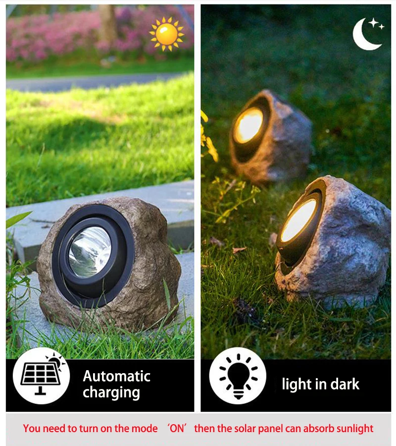 Led Solar Yard Art Lamp Outdoor Decorations For Garden Landscape Waterproof Resin Simulation Stone Lawn Ground Path Lights solar light bulb