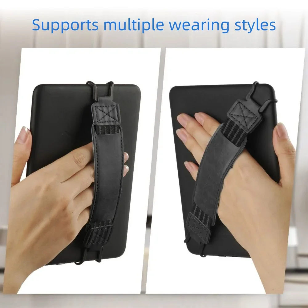 Leather Tablet Hand Strap with Elastic Anti-Drop & Anti-Slip Security