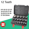 12 Point Teeth Ratchet Socket Head 1/2 inch Drive Universal Socke Set Metric Torx Key Socket for Various Models Nut Removal Tool 1