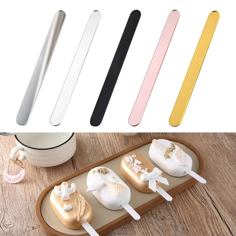 20pcs Ice Cream Sticks Acrylic Cake Topper Gold Mirror Stick for Birthday Party Ice Cream Decorations ice cream sticks