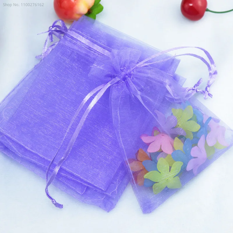 thumbnail image 1 of 100 unids/lote bolsa de Organza con cordón bolsa de joyería embalaje de joyería bolsas de exhibición para decoración para fiesta de boda bolsas de joyería de Organza, 1 of 5