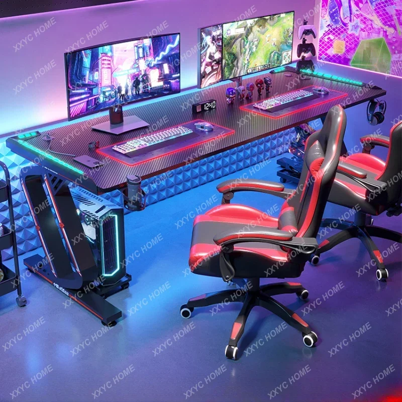 

Two-Person Computer Desk Desktop Home Desk Bedroom Desk Simple Couple Game Table E-Sports Table and Chair Set