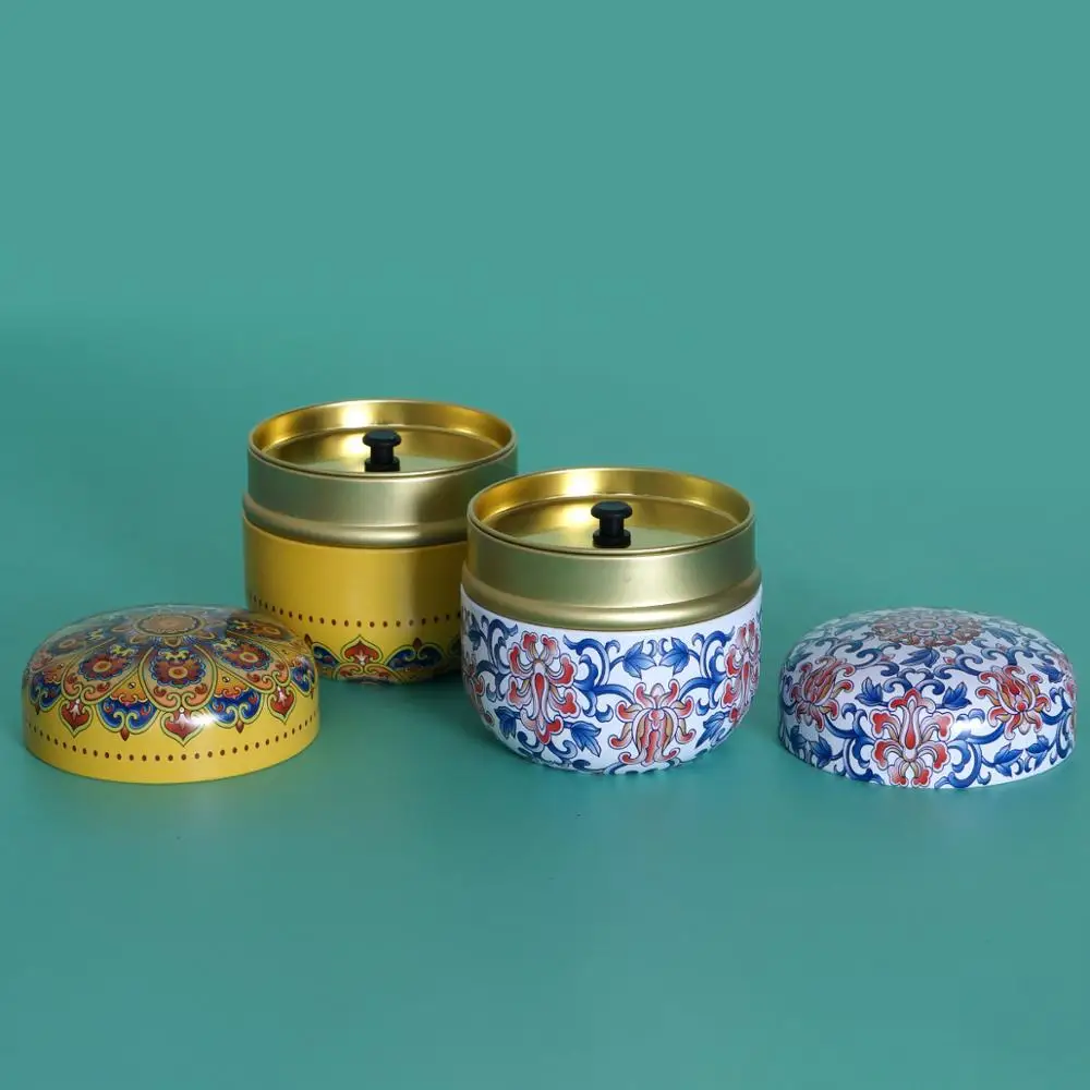Dampproof Container Round Tinplate Tea Caddy Nuts Candy Snacks Sealed Jar Universal Packaging Box tea tin box tea canister
