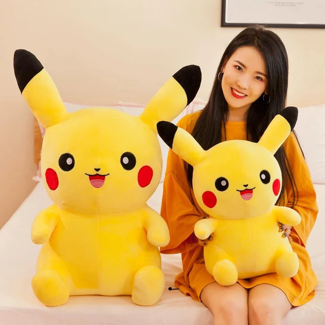 Pokémon Pikachu Brinquedos de pelúcia infantil, kawaii, anime fofo, boneco  recheado, presentes de aniversário, novo, 30cm - AliExpress