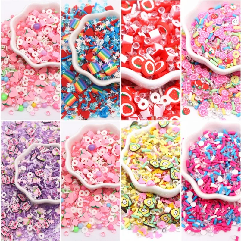 Polymer Clay Polymer Clay Mix Fruit Slices Lemon Strawberry Plastic Klei Mud Particles for Card Making DIY Crafts Nail Art 10g