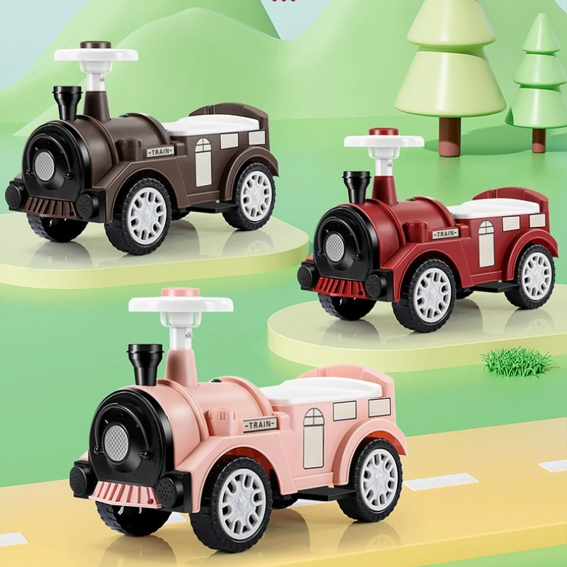 Toddler Balance Car Kids Ride On Train With Lights & Music Under Seat Storage