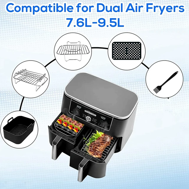 6 PCS Double Basket Airfryer Parts For Ninja Foodi AF300UK AF400UK, Tower  T17088, Instant Salter Dual Zone Deep 7.6L-9.6L - AliExpress