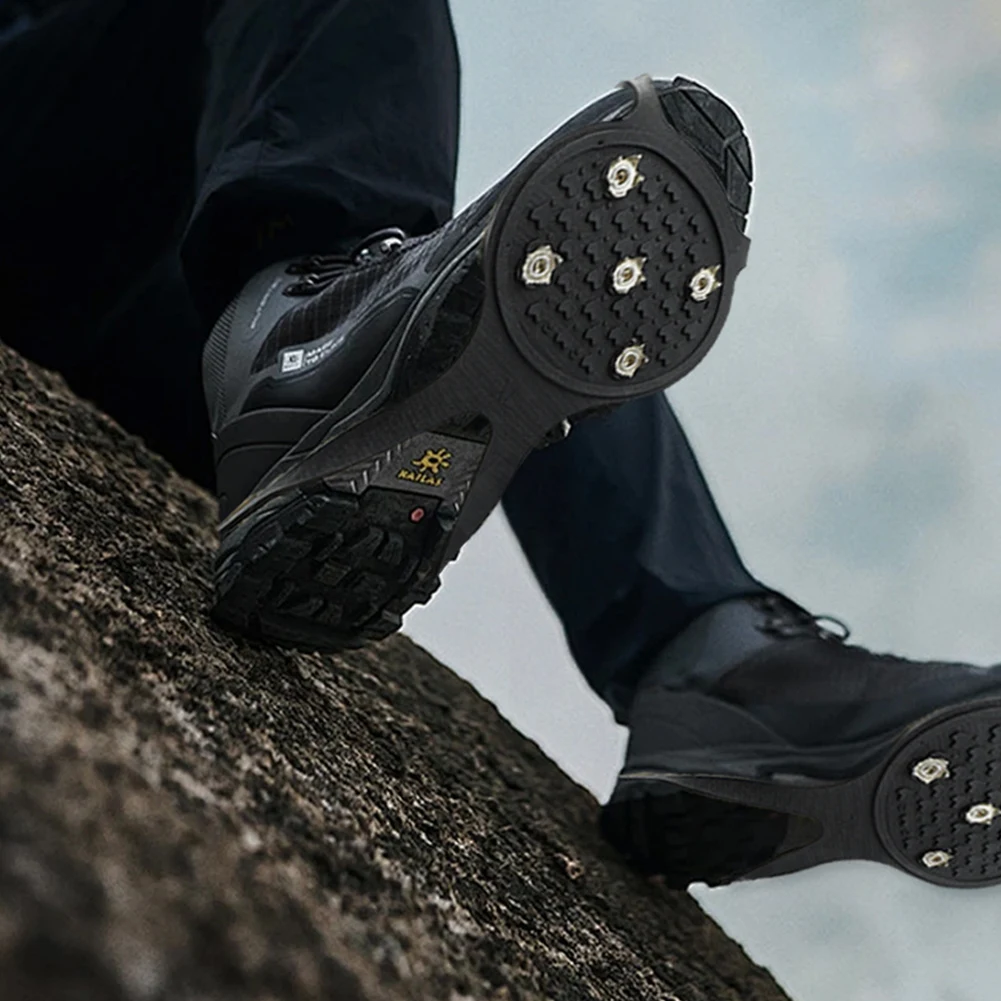 Ice Gripper Spike 5/8 Teeth for Shoes Winter Outdoor Anti-Slip Hiking Mountain Climbing Ice Snow Crampons Anti-slip Shoe Covers
