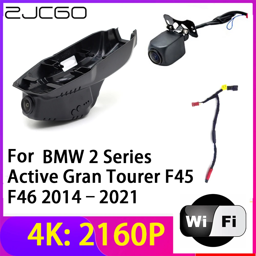 Zjcgo 4K 2160P Dash Cam Car Dvr Camera 2 Lens Recorder Wifi Night Vision Per Bmw Serie 2 Active Gran Tourer F45 F46 2014 ~ 2021