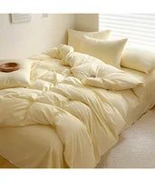 Ensemble de literie en coton, linge de lit solide, avec drap, housse de couette, taie d'oreiller, pour Couple simple, King, Queen, Double, taille 6