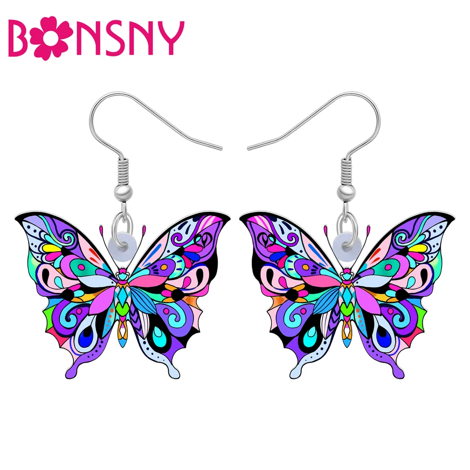 Eye Candy Los Angeles Abby CZ Butterfly Drop Earrings in Purple at Nordstrom Rack