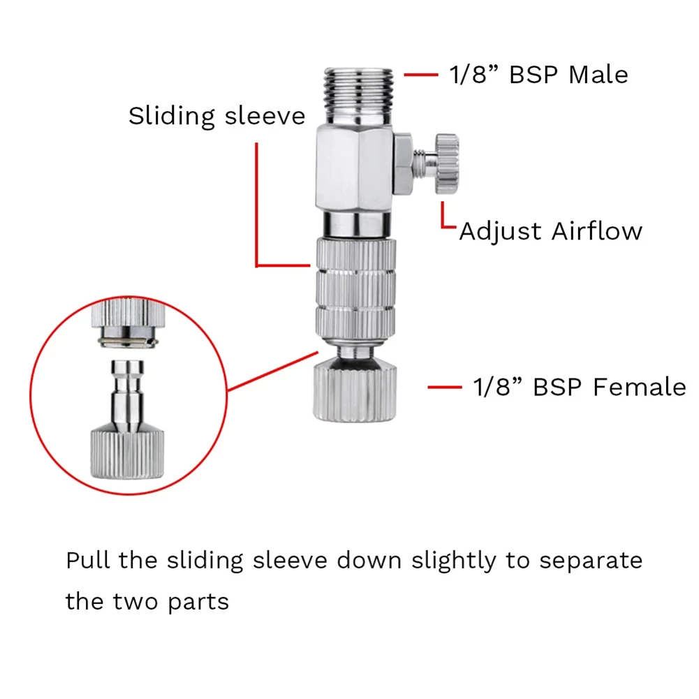 

1.77inch Airbrush Quick Release Coupling Disconnect Adapter With Plug Fitting Part Adjustable Pressure Spray Gun Hose Connector