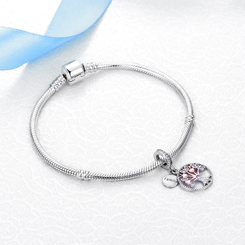 Ciondoli originali in argento Sterling 925 albero genealogico ragazzo ragazza amore mamma amico perline Fit bracciali Pandora collane gioielli per le donne