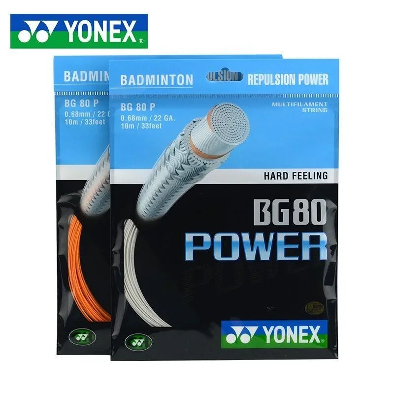 YONEX Badminton Racket String BG80 Power (0.68mm) Endurance High Elastic Professional Training Competition Badminton String powerti 200m reel badminton racket string 0 72mm round training string orange badminton racquet sport string